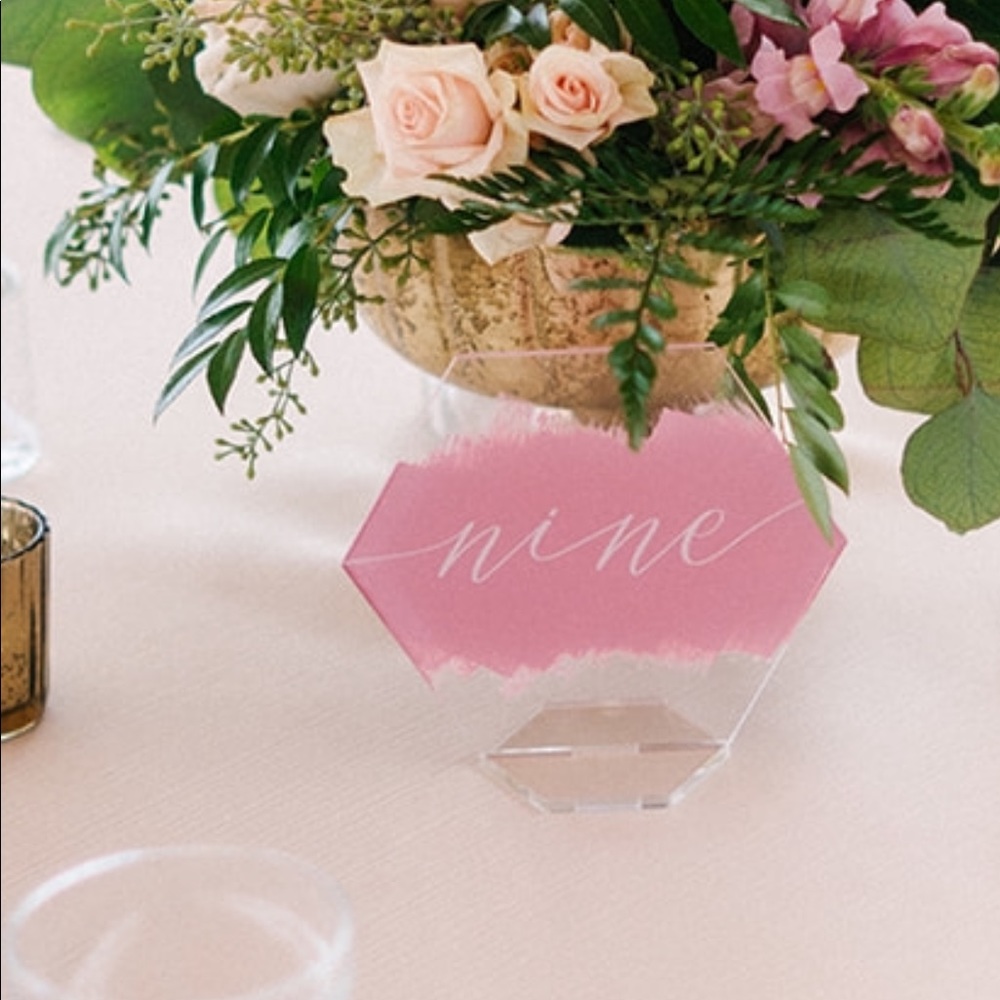 Pink Acrylic Table Number Sign - Picture 3 of 3